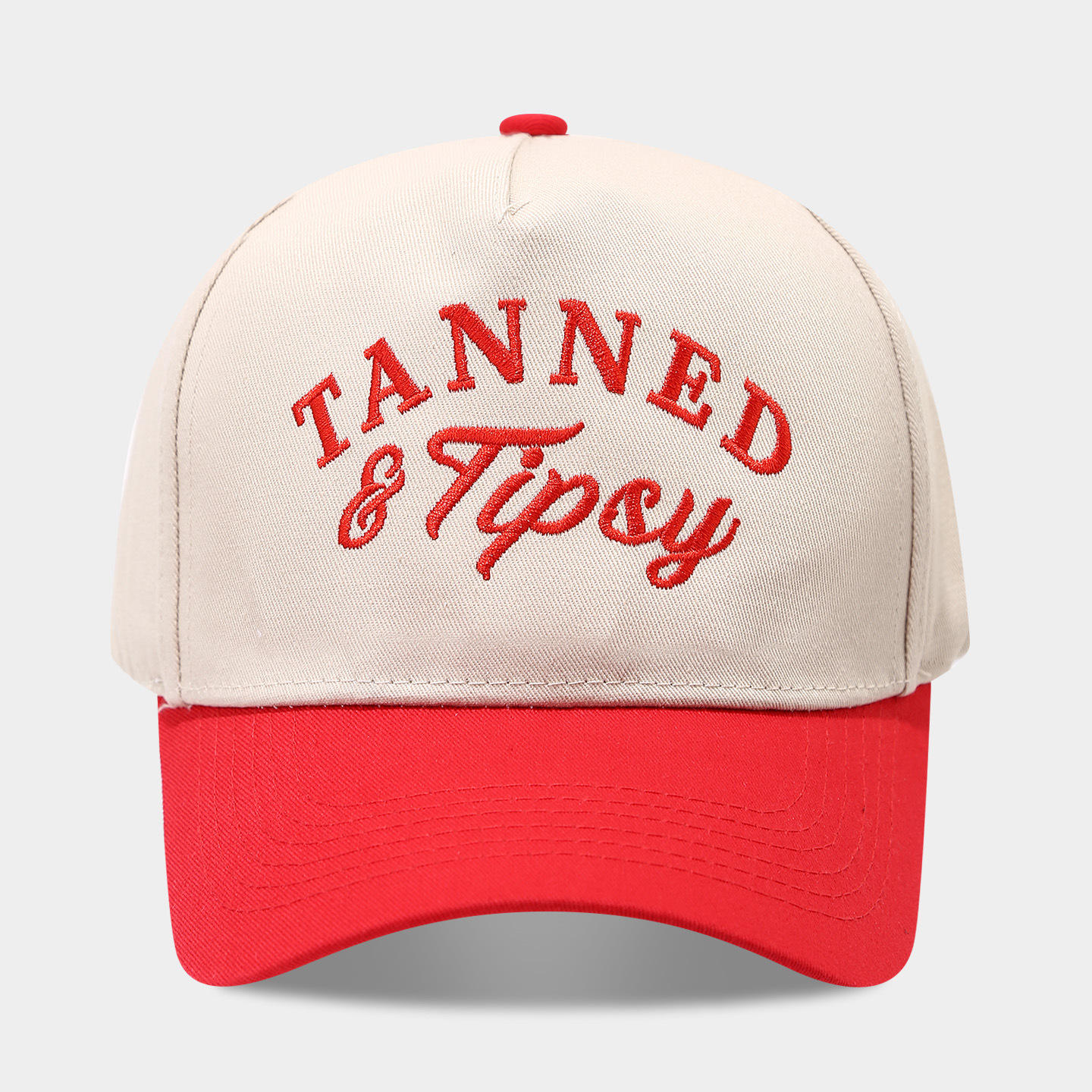 Cream Two Tone Tanned & Tipsy Embroidered Baseball Cap