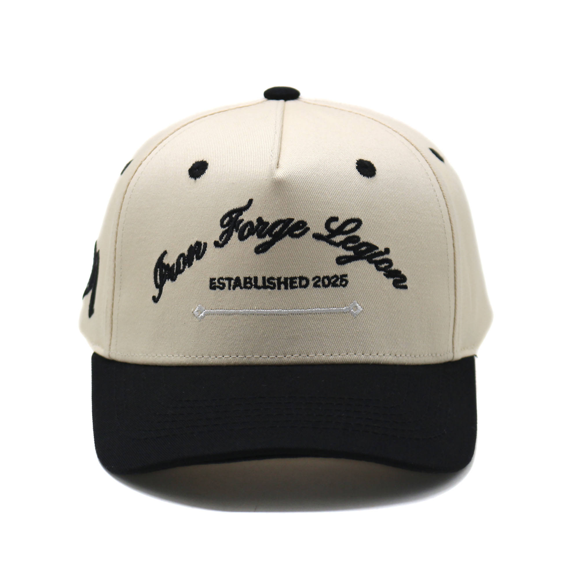 Two-Tone 5-Panel Cotton Twill Baseball Cap with Flat Embroidery