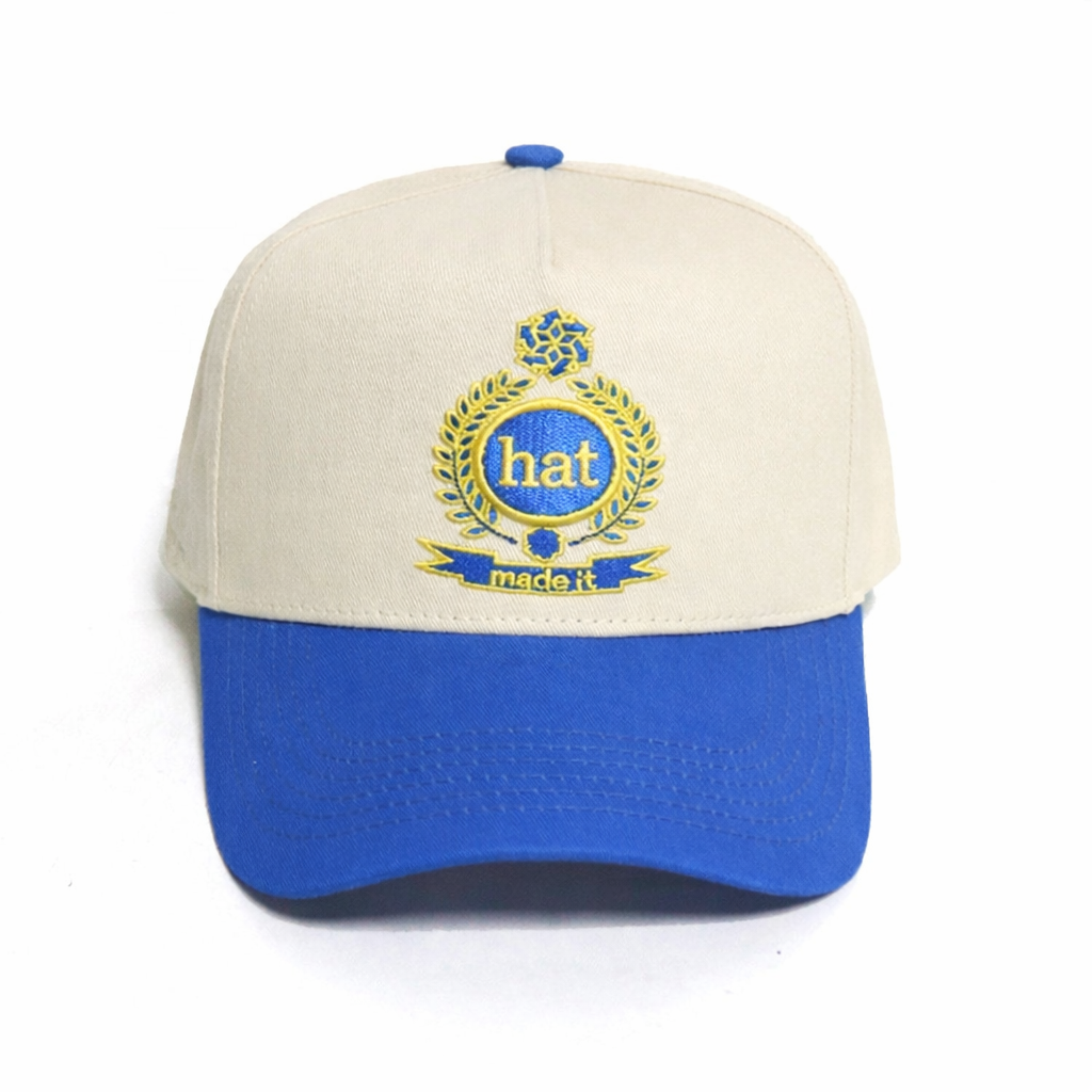 Blue and Beige 858 Crest Embroidered Baseball Cap