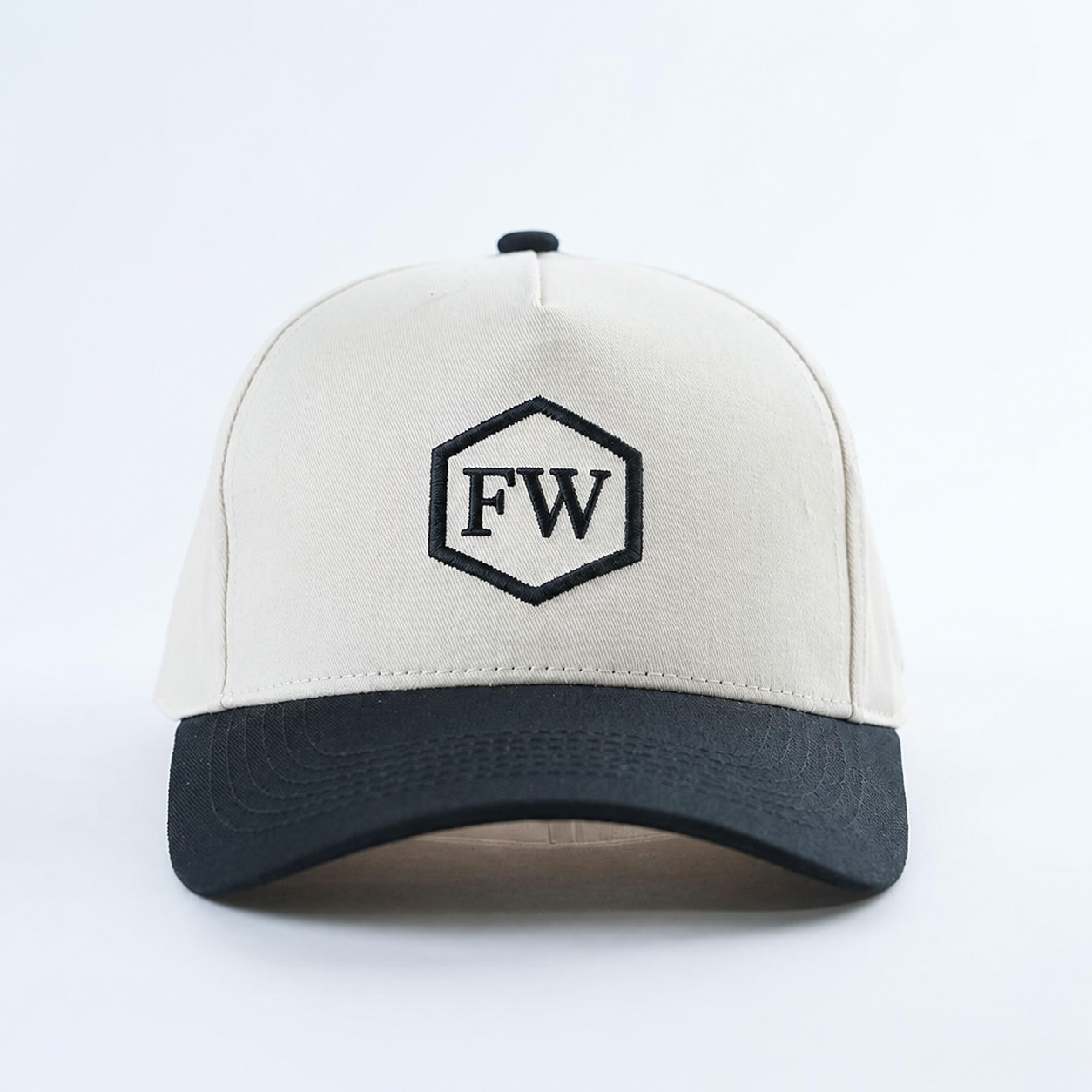Two-Tone Cotton Twill Baseball Cap with Flat Embroidered Logo