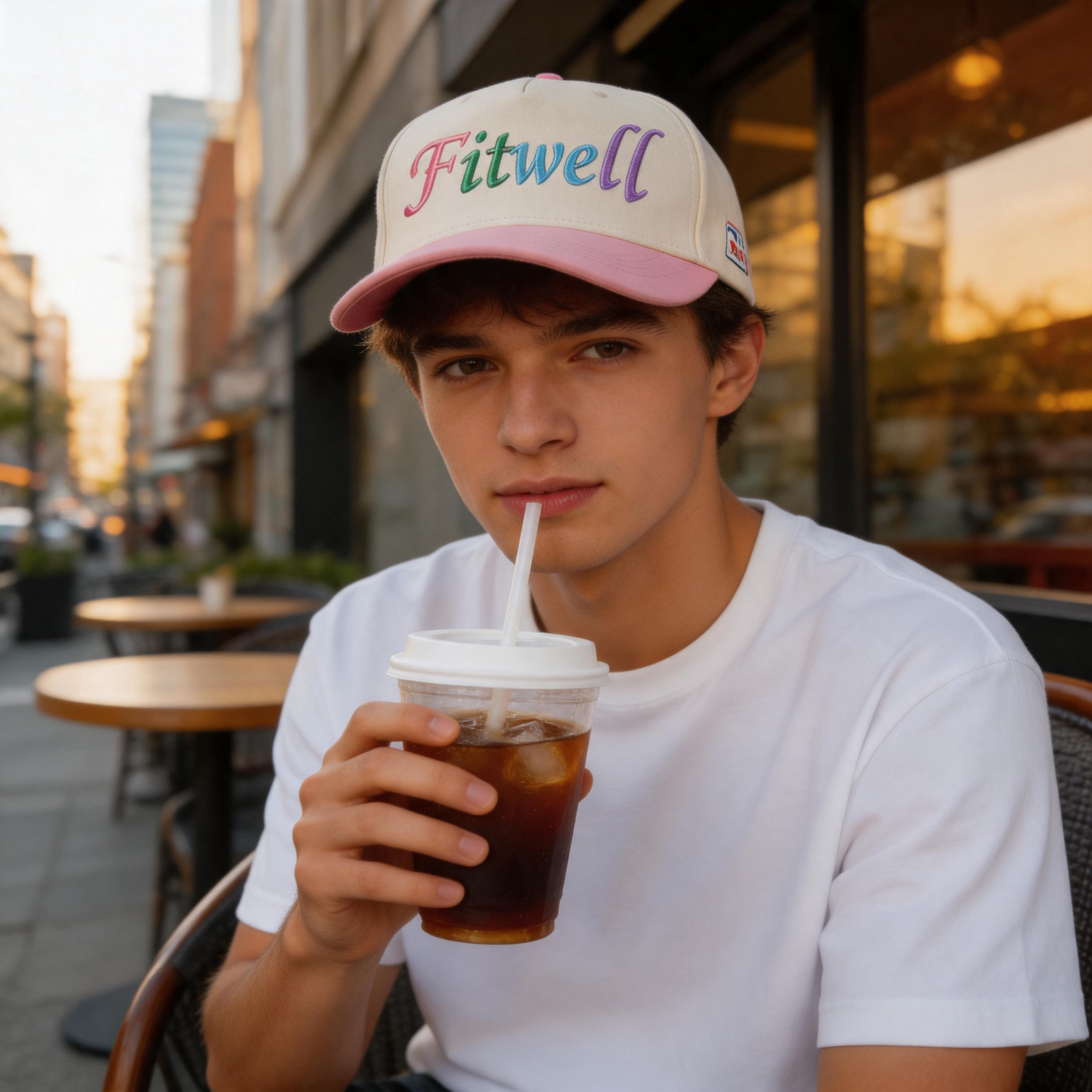 Pastel Embroidered Letter Five Panel Cotton Twill Baseball Cap with Pink Contrast Brim