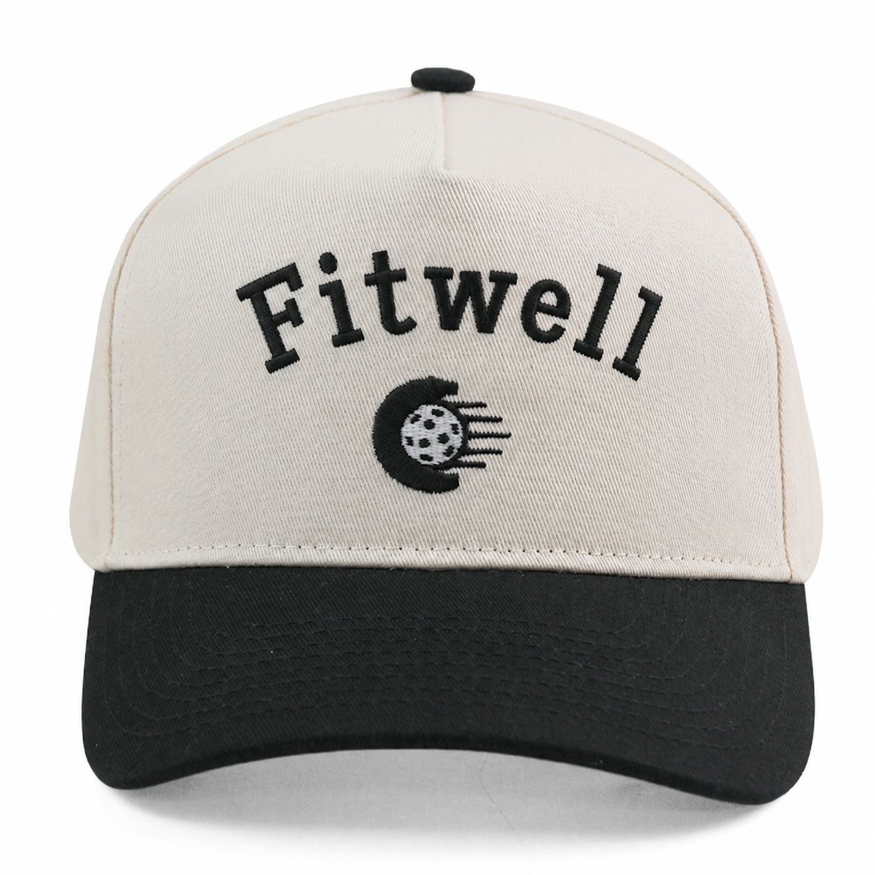 Cream Black Two Tone Cotton Twill Baseball Cap with Columbus Embroidery