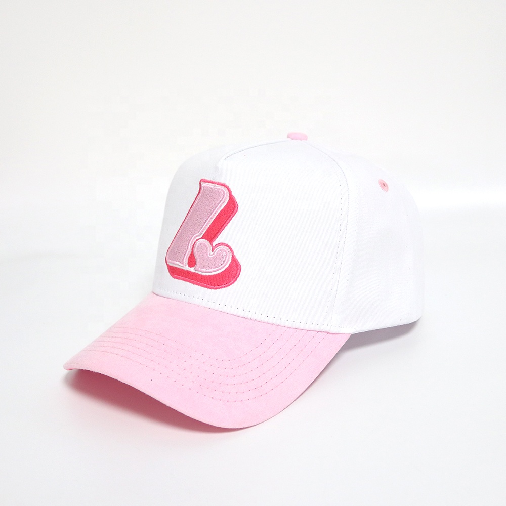 Pink Heart Letter Embroidered Two Tone Baseball Cap Adjustable Hat