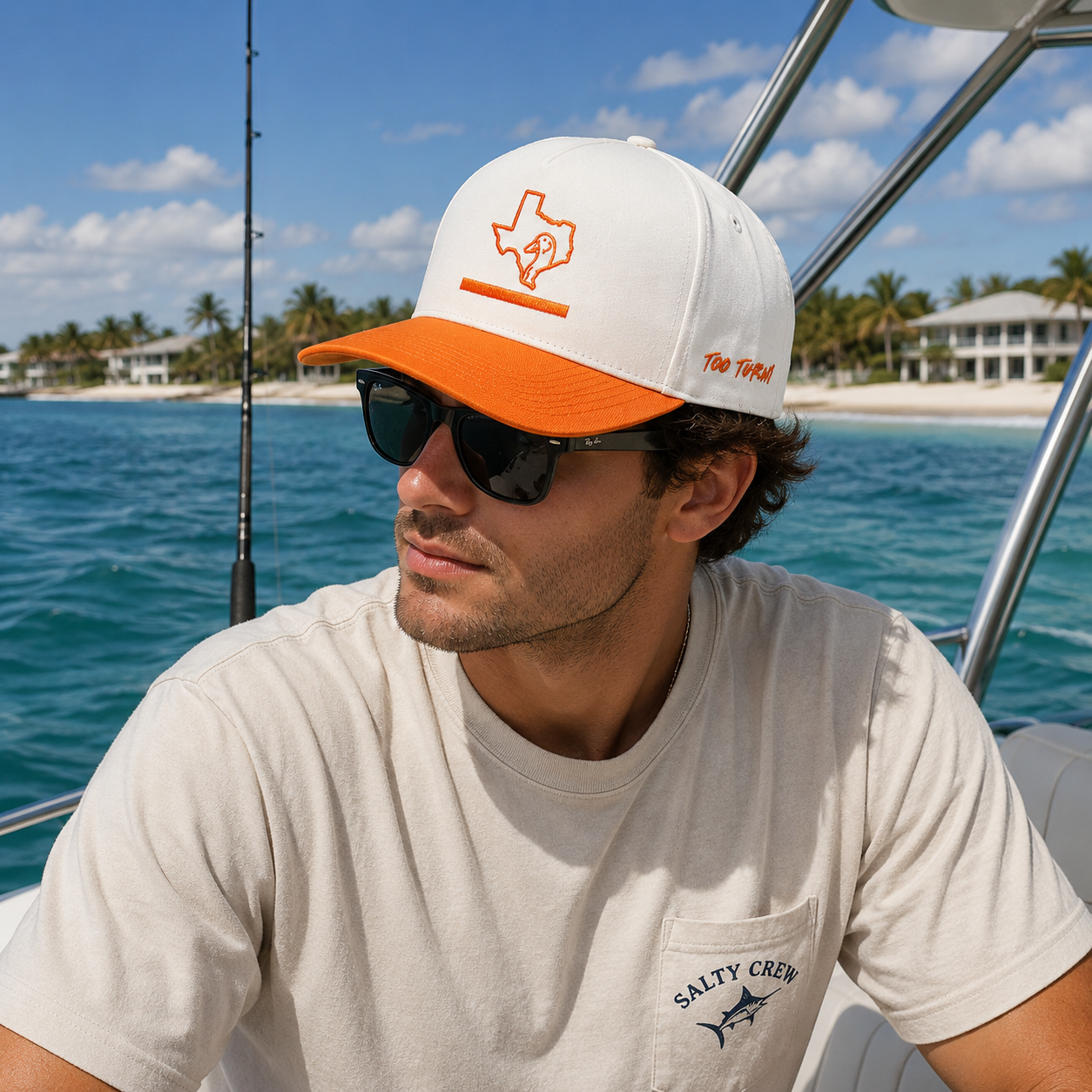 Cream & Orange Texas Duck Embroidered 5-Panel Baseball Cap
