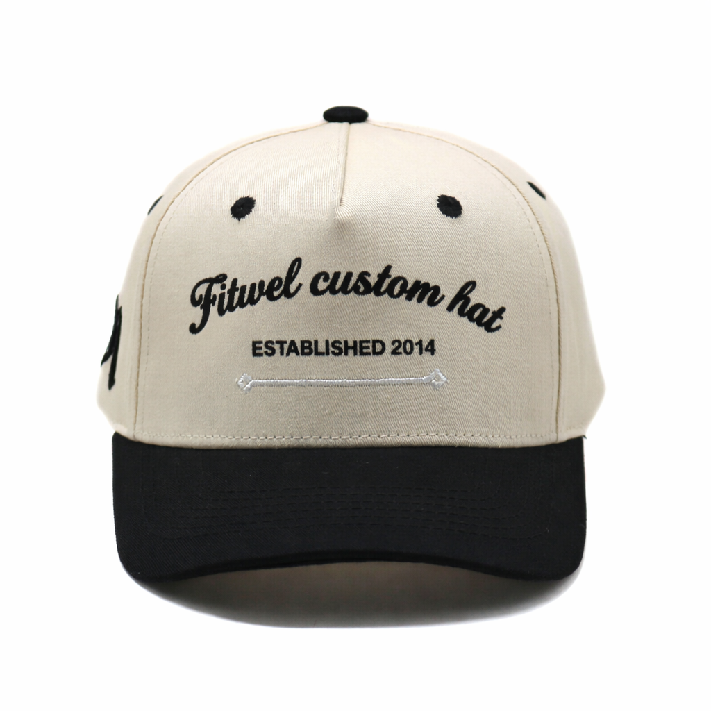 Two-Tone 5-Panel Cotton Twill Baseball Cap with Flat Embroidery