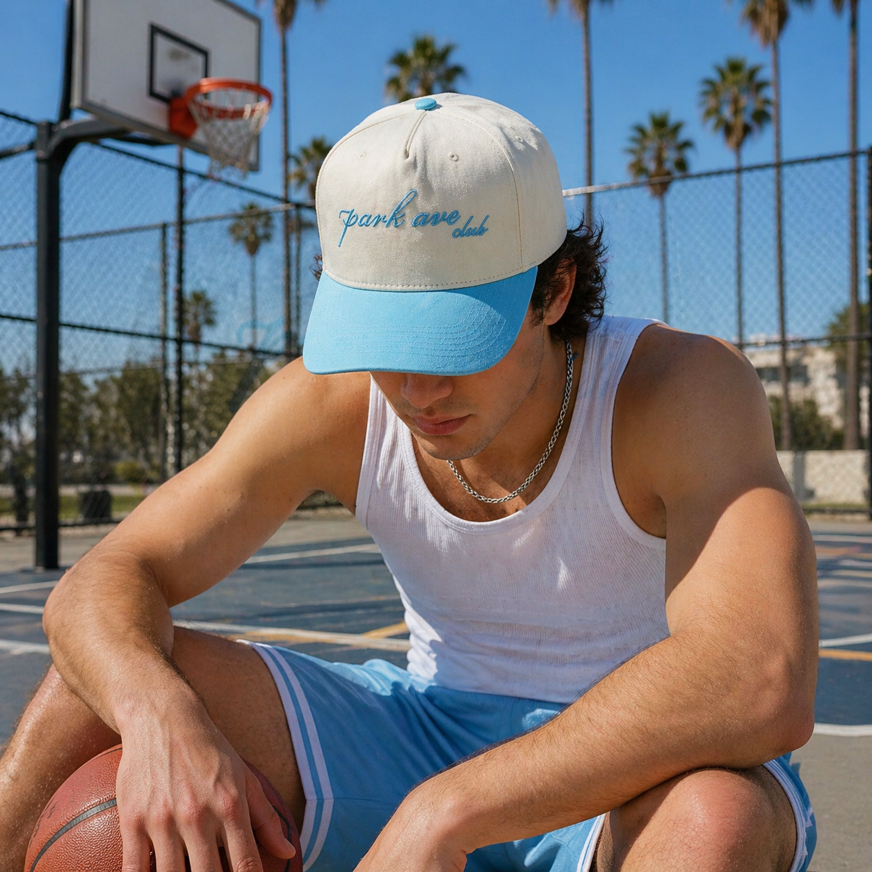 Two-Tone Script Embroidered Cotton Twill Baseball Cap