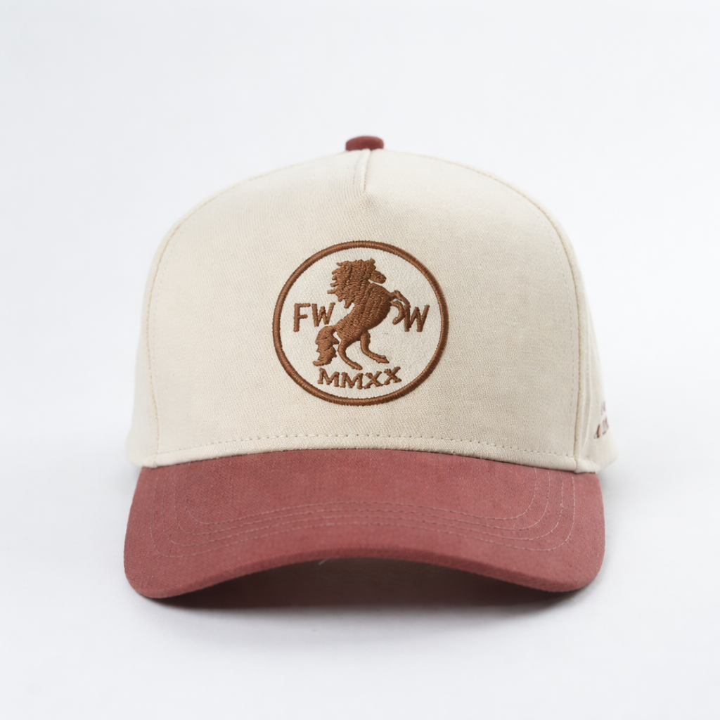 Vintage Lion Logo Cream Pink Baseball Cap Two Tone Embroidered Hat