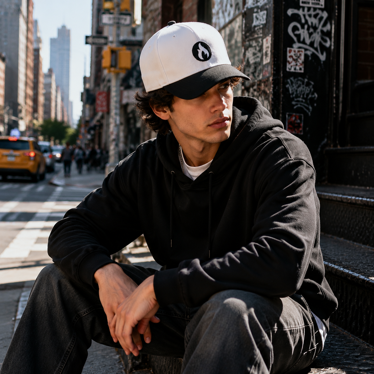 Flame Icon Two-Tone Embroidered Cotton Twill Baseball Cap