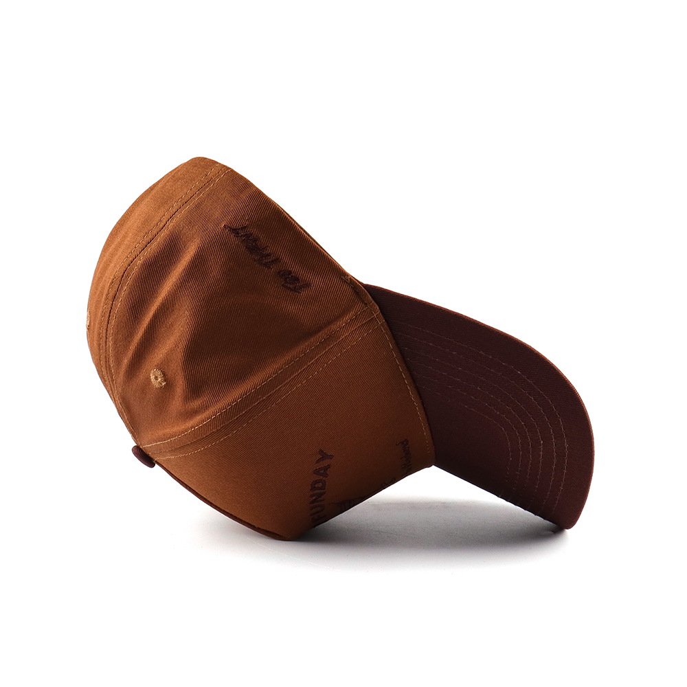Two-Tone Flat Embroidered Brown Cotton Twill Baseball Cap