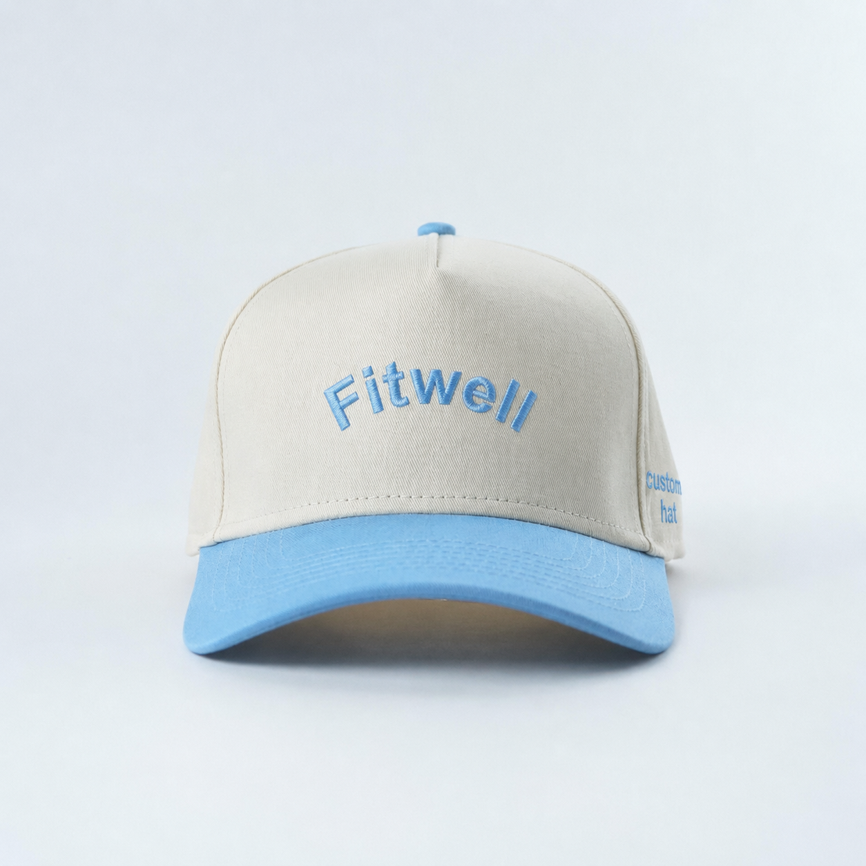 Cream and Sky Blue OH BISCUITS Two-Tone Five-Panel Cotton Twill Cap