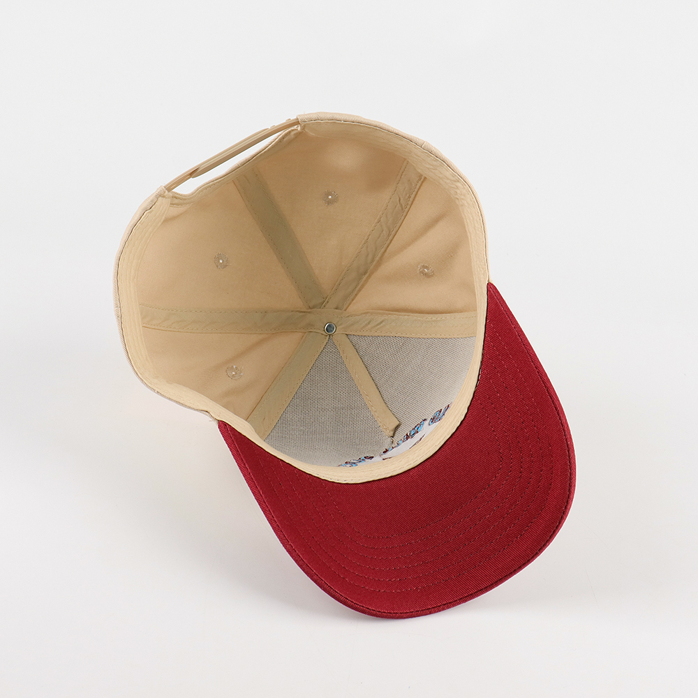 Beige and Red Wild Ducks Embroidered Two-Tone Baseball Cap