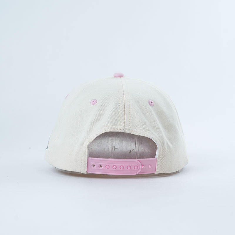 Pastel Embroidered Letter Five Panel Cotton Twill Baseball Cap with Pink Contrast Brim