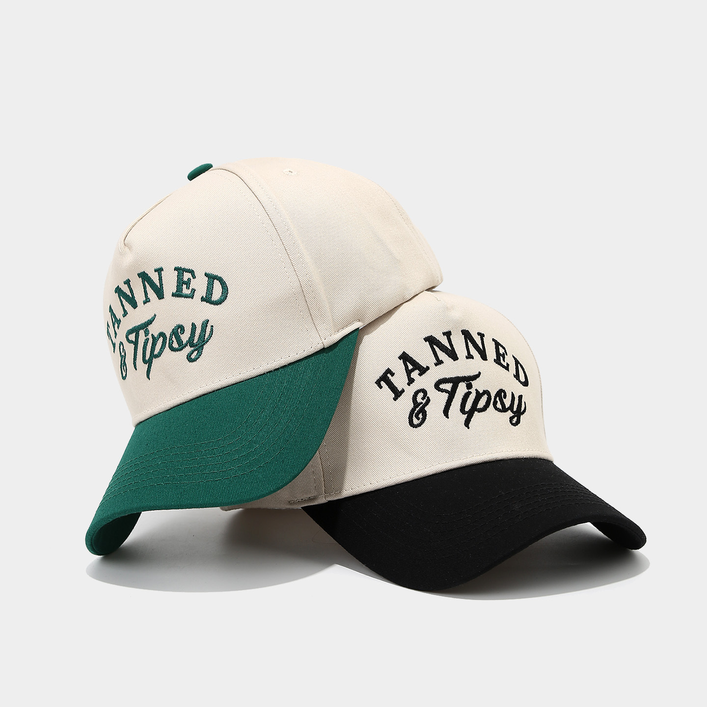 Cream Two Tone Tanned & Tipsy Embroidered Baseball Cap