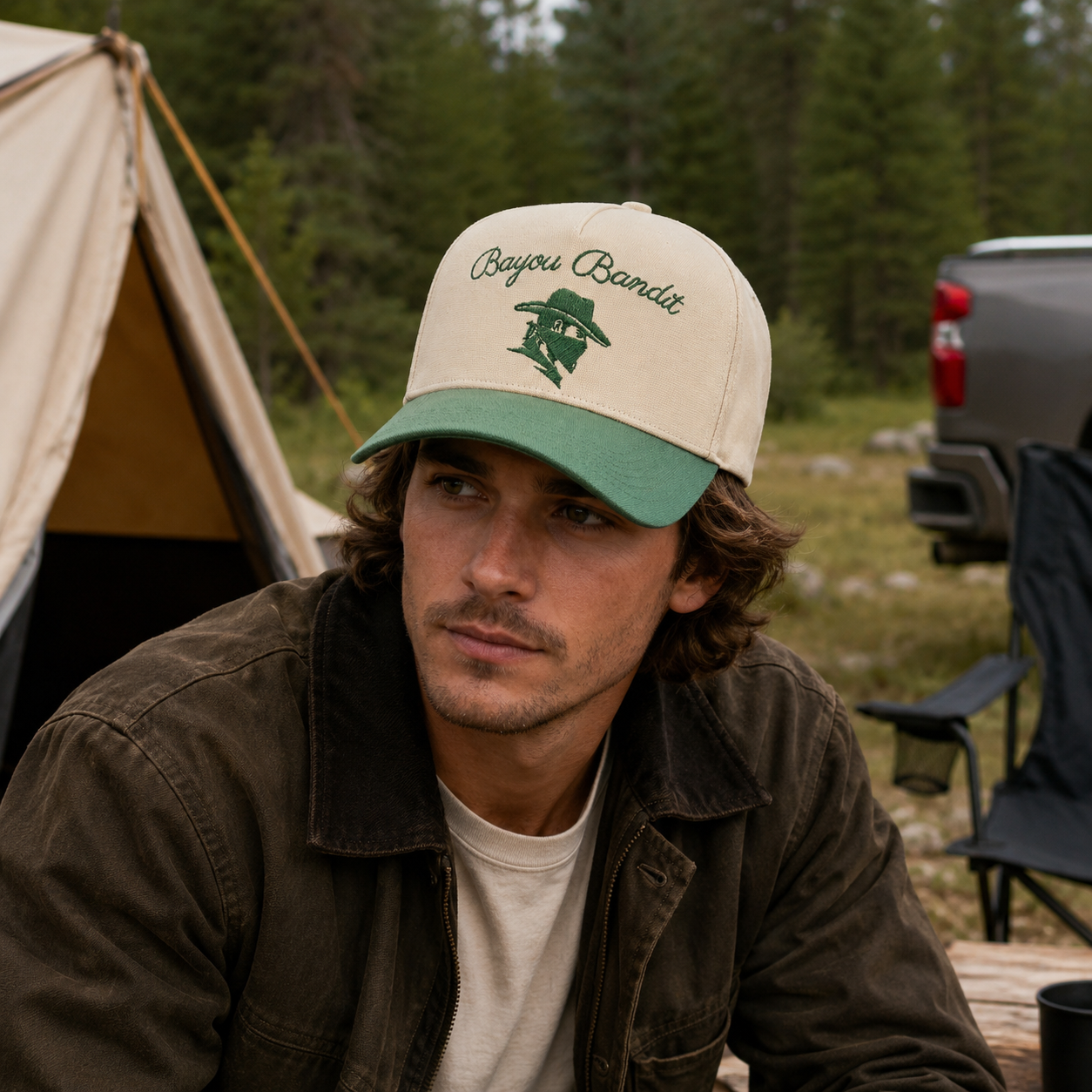 Bayou Bandit Two-Tone Embroidered Cotton Twill Baseball Cap