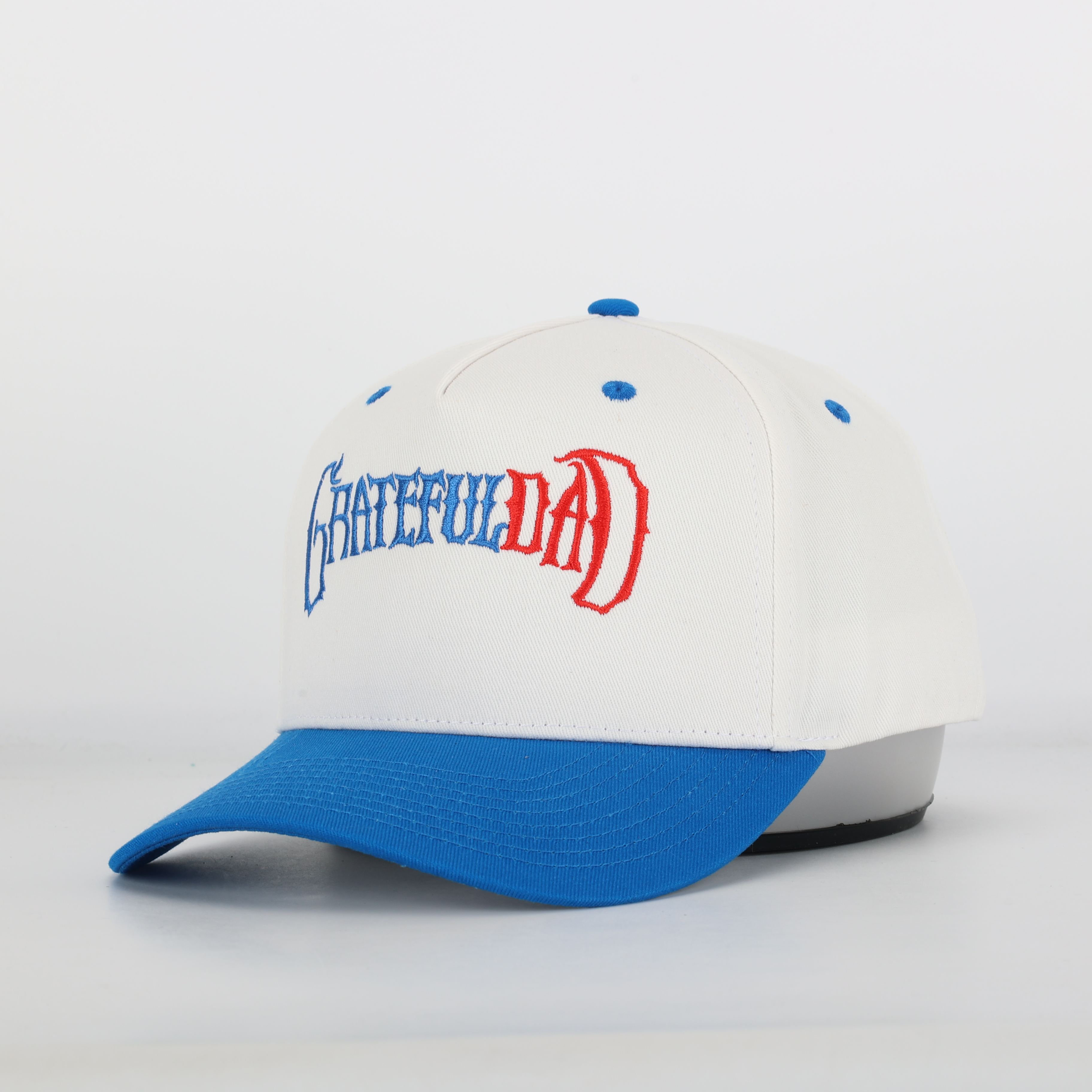 Grateful Dad Two-Tone Baseball Cap – Blue Brim Flat Embroidery Hat
