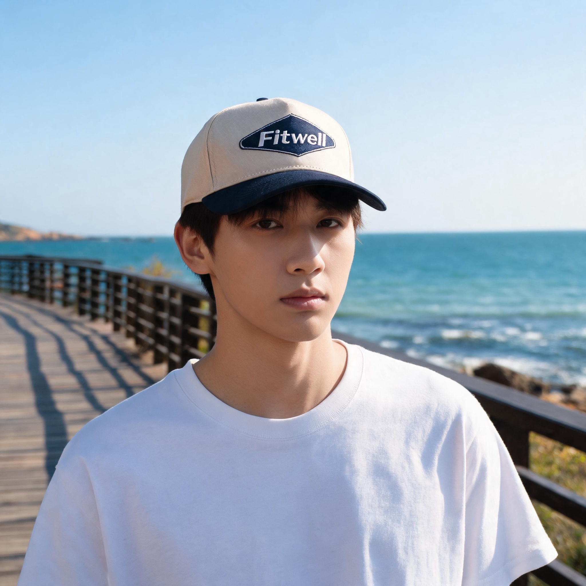 Two Tone Cotton Twill Baseball Cap with Embroidered Logo Patch and Adjustable Fit