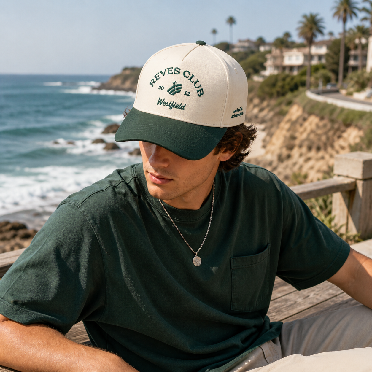 Two-Tone 3D Embroidered REEVES CLUB Westfield 5-Panel Cotton Twill Baseball Cap