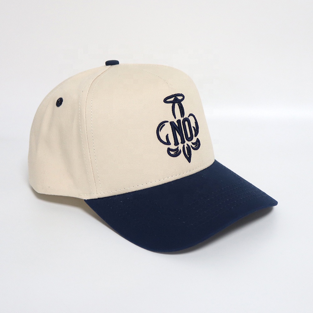 Two-Tone Cotton Twill Baseball Cap with Embroidered NO Logo