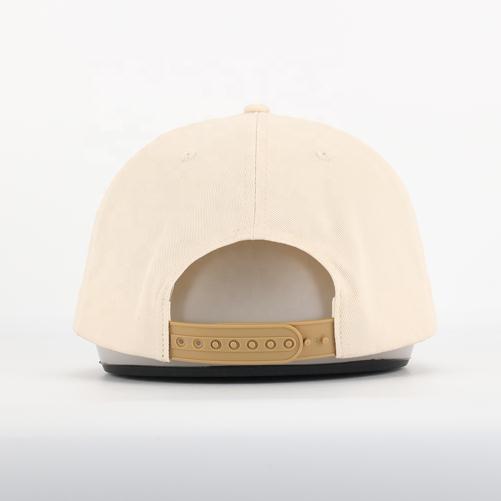 Cream Khaki Two-Tone 5-Panel Cotton Twill Baseball Cap with Green Script Embroidery