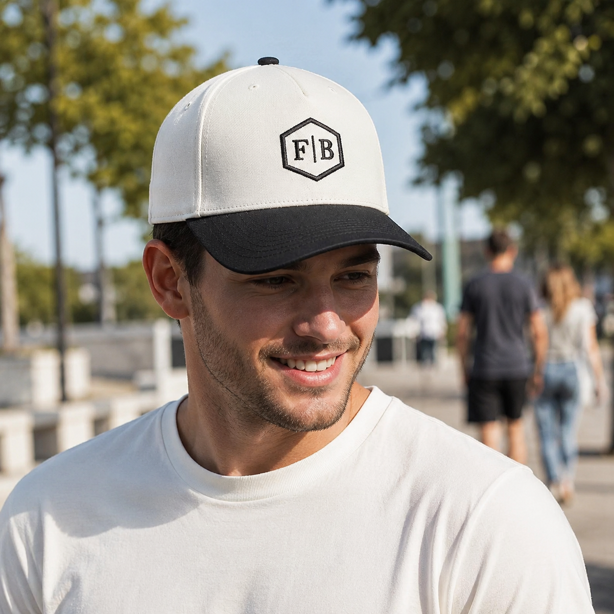 Two-Tone Cotton Twill Baseball Cap with Flat Embroidered Logo
