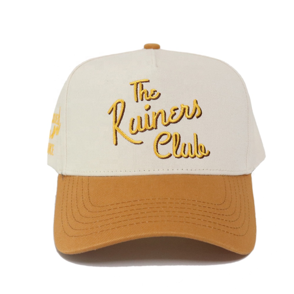 The Ruiners Club Two Tone Embroidered Baseball Cap Beige Brown