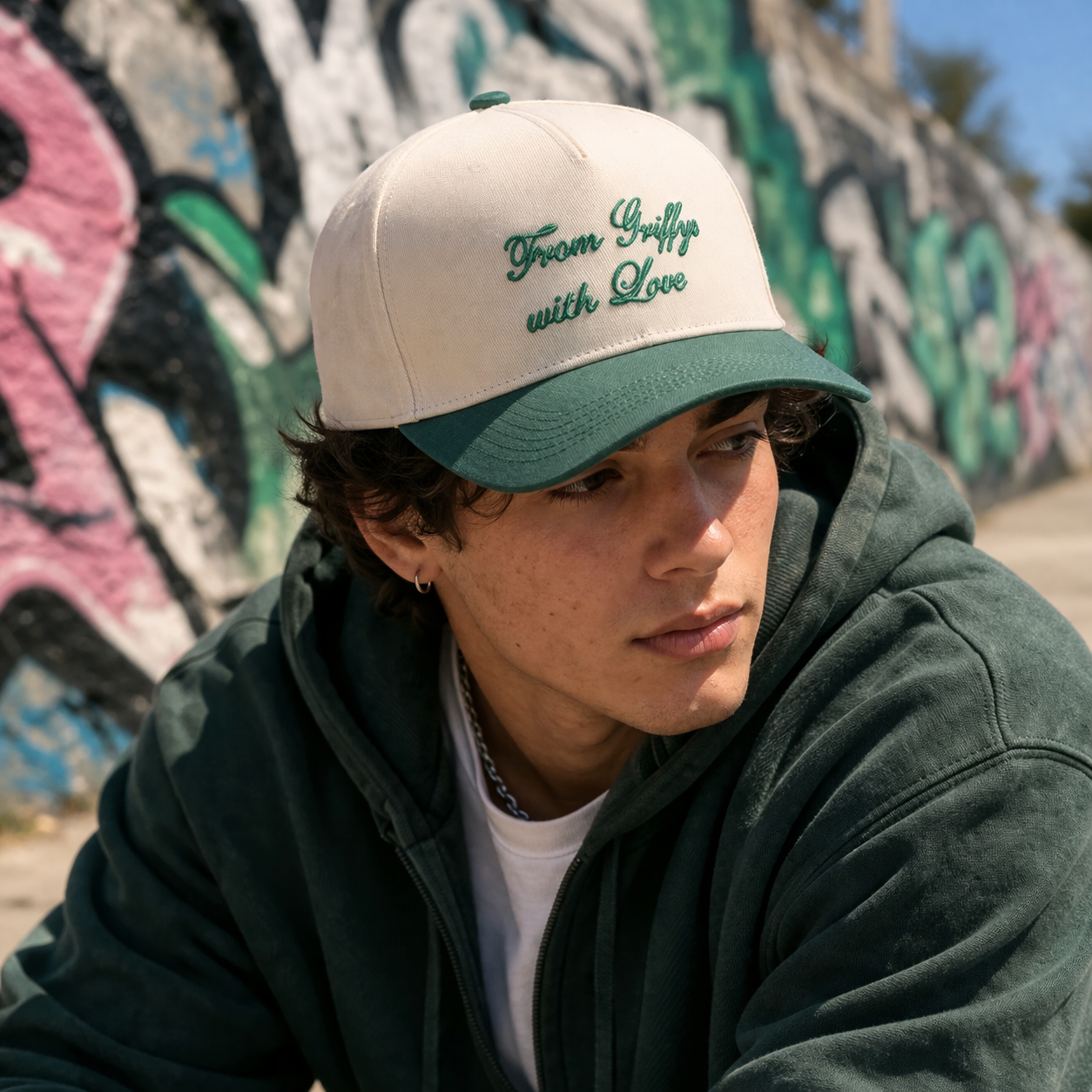 Two-Tone Cotton Twill Baseball Cap with “From Griffiths with Love” Embroidery