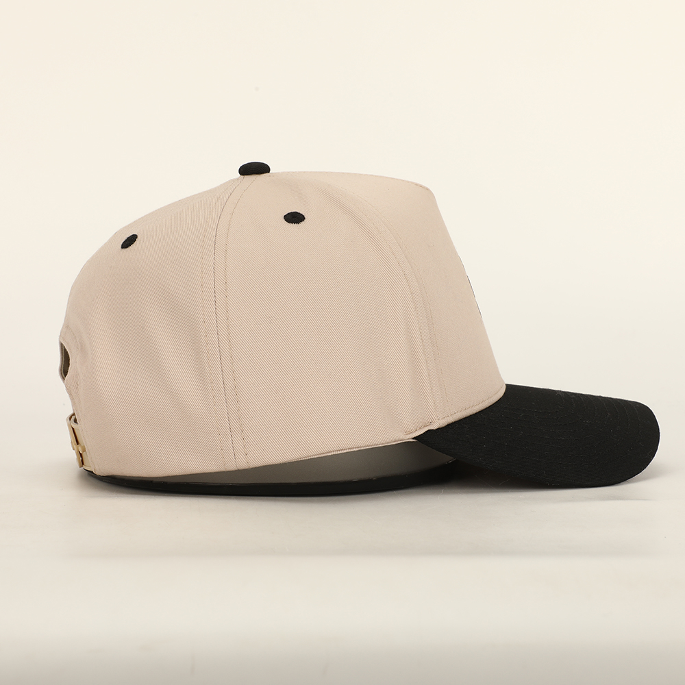 Flower Embroidered Two Tone Cotton Twill Baseball Cap