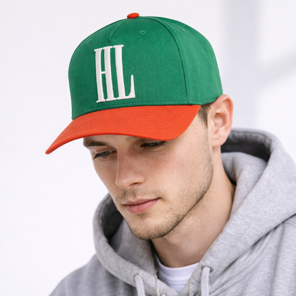 Green and Orange HL Embroidered Two-Tone Baseball Cap