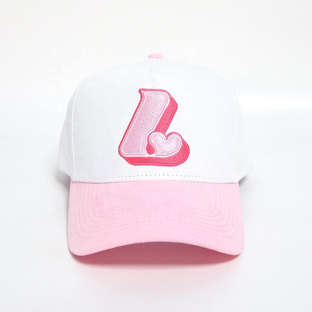 Pink Heart Letter Embroidered Two Tone Baseball Cap Adjustable Hat
