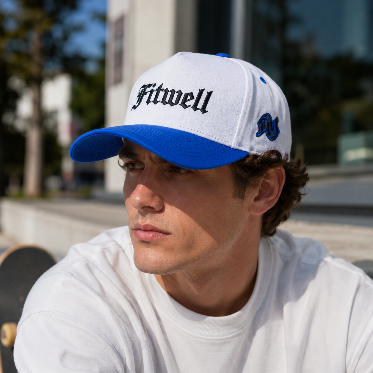 Suurn White Blue Two-Tone Embroidered Baseball Cap