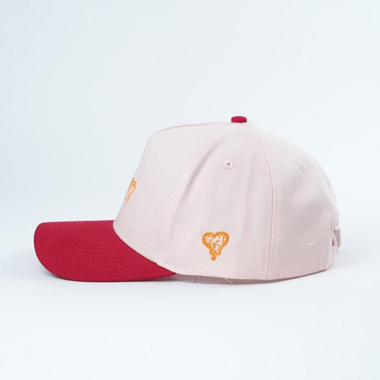 Pink Red Script Embroidered Curved Brim Baseball Cap