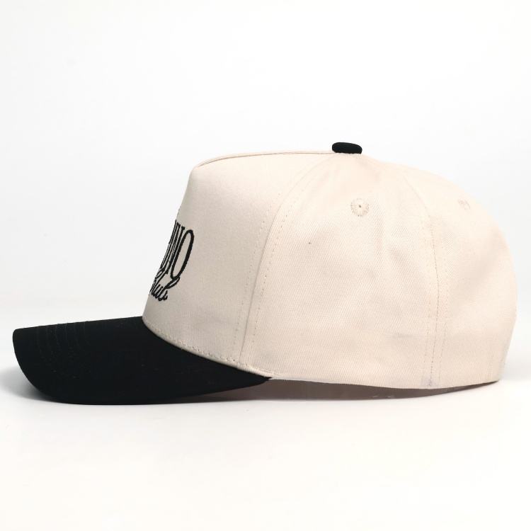 Classic Two Tone Cotton Twill Five Panel Baseball Cap with Minimal Embroidered Logo