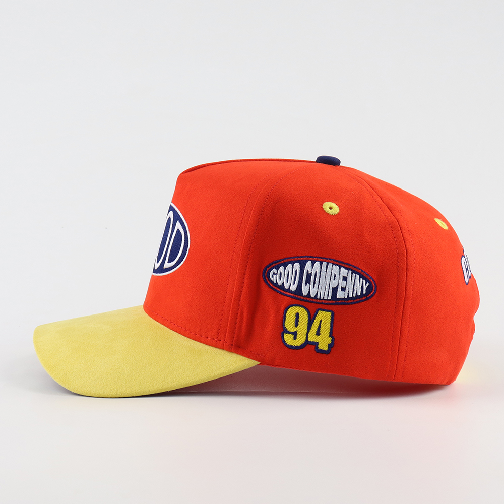 Red Yellow GOOD Racing Patch Embroidered 5 Panel Baseball Cap