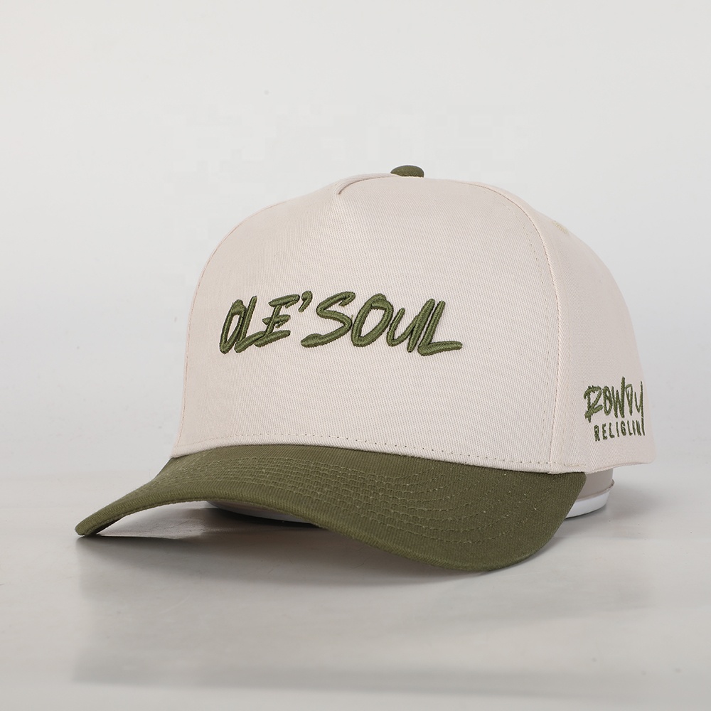 Two Tone Cotton Twill Baseball Cap with Flat Embroidered Logo Adjustable Casual Hat