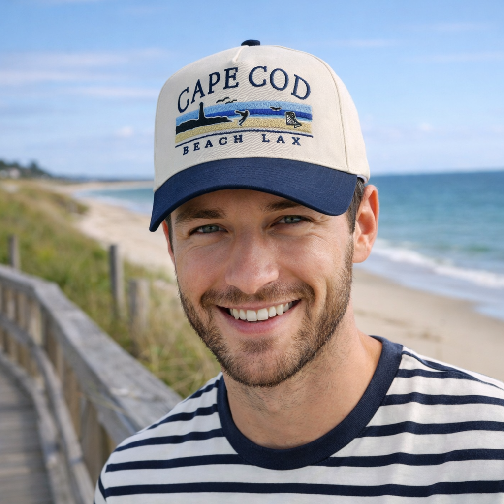 Cape Cod Beach Lax Embroidered 5-Panel Cotton Twill Baseball Cap