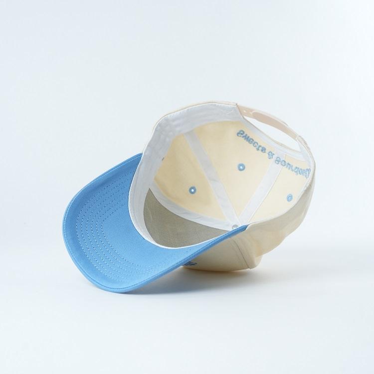 Cream and Sky Blue OH BISCUITS Two-Tone Five-Panel Cotton Twill Cap
