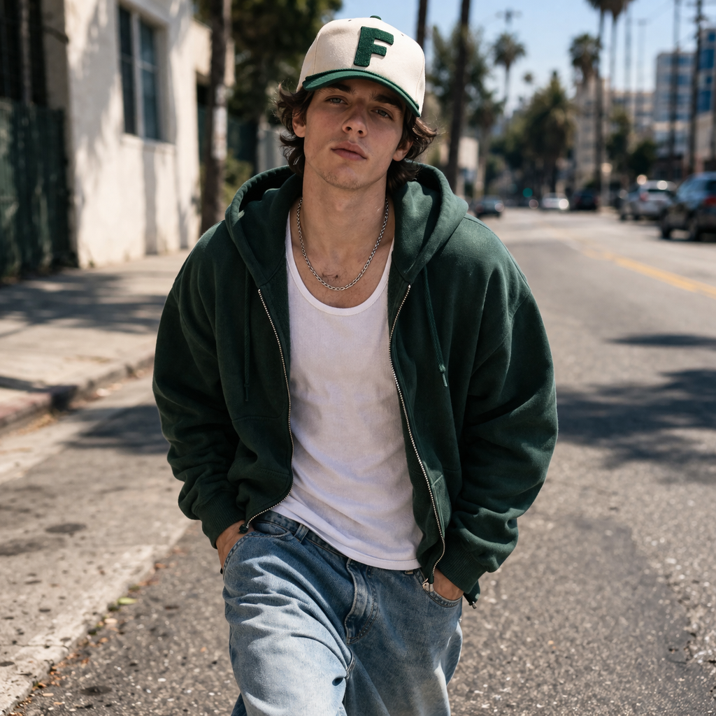 Two Tone Green White Embroidered Letter Baseball Cap Adjustable Cotton Twill Hat