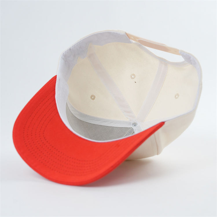 Cream Red Flat Embroidered Script Baseball Cap
