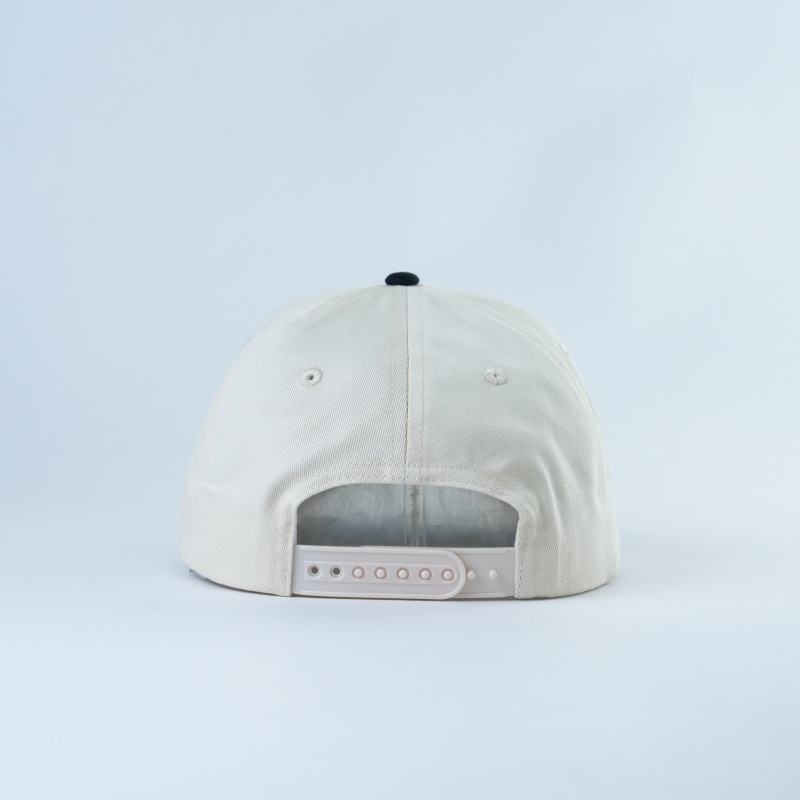Two Tone Embroidered Text 5 Panel Cotton Twill Baseball Cap with Adjustable Strap