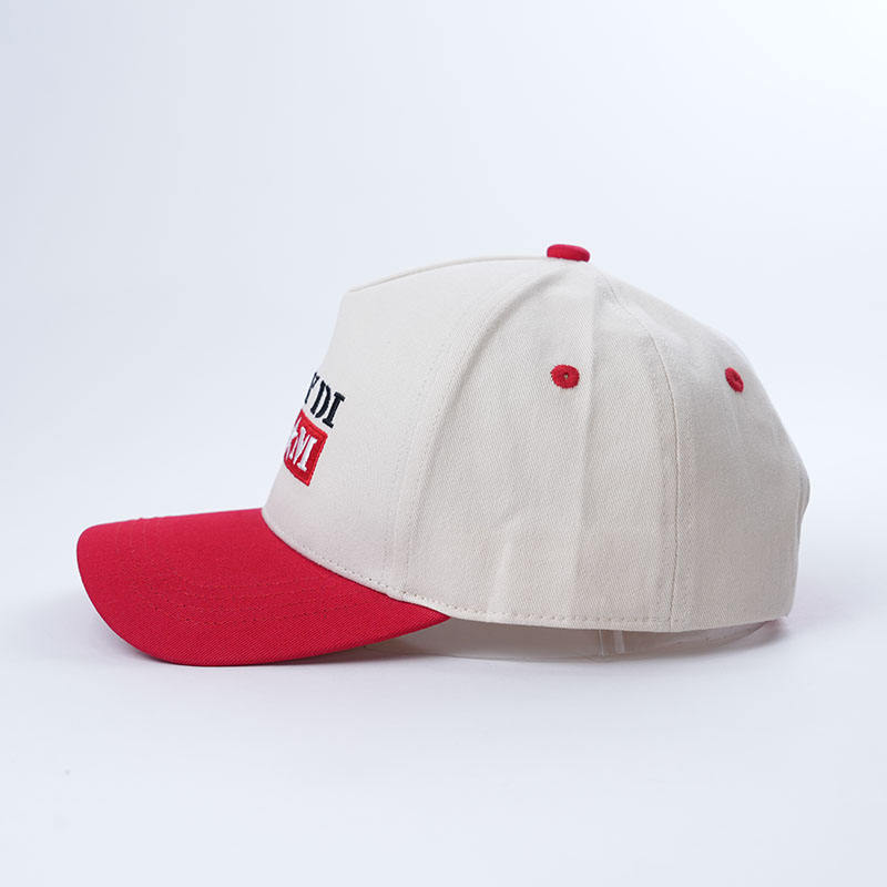 Cream and Red Two Tone Baseball Cap with Dream Embroidery