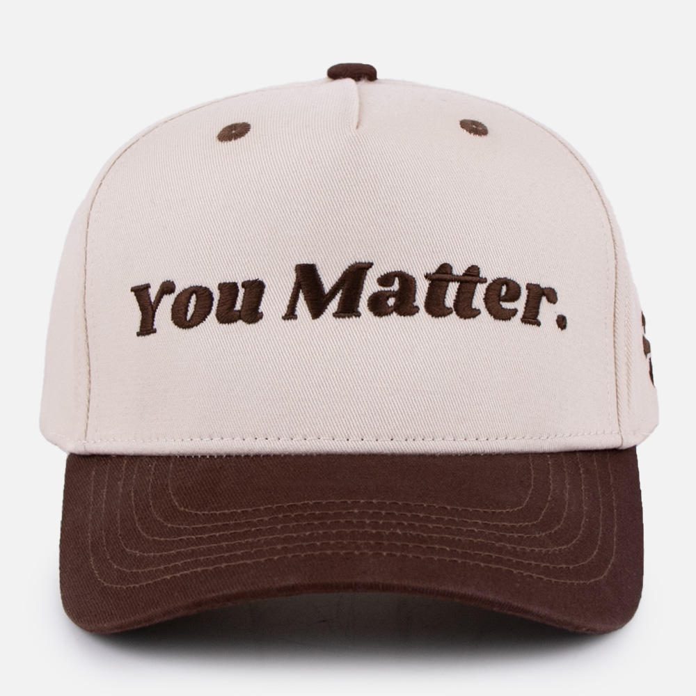 Cream Brown You Matter Embroidered Five-Panel Baseball Cap