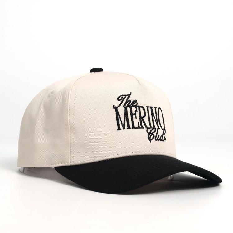 Classic Two Tone Cotton Twill Five Panel Baseball Cap with Minimal Embroidered Logo