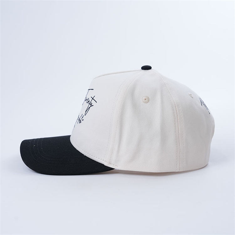 Two-Tone Cotton Baseball Cap with Flat Embroidered Logo