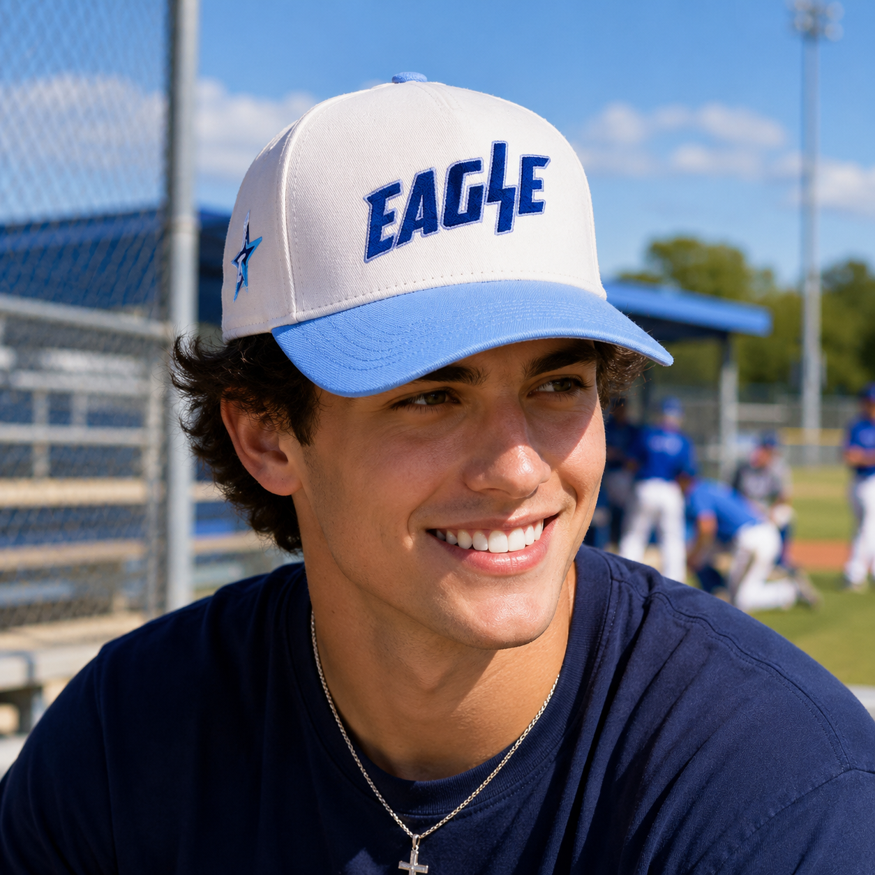 Eagle Embroidered Two-Tone Cotton Twill Baseball Cap