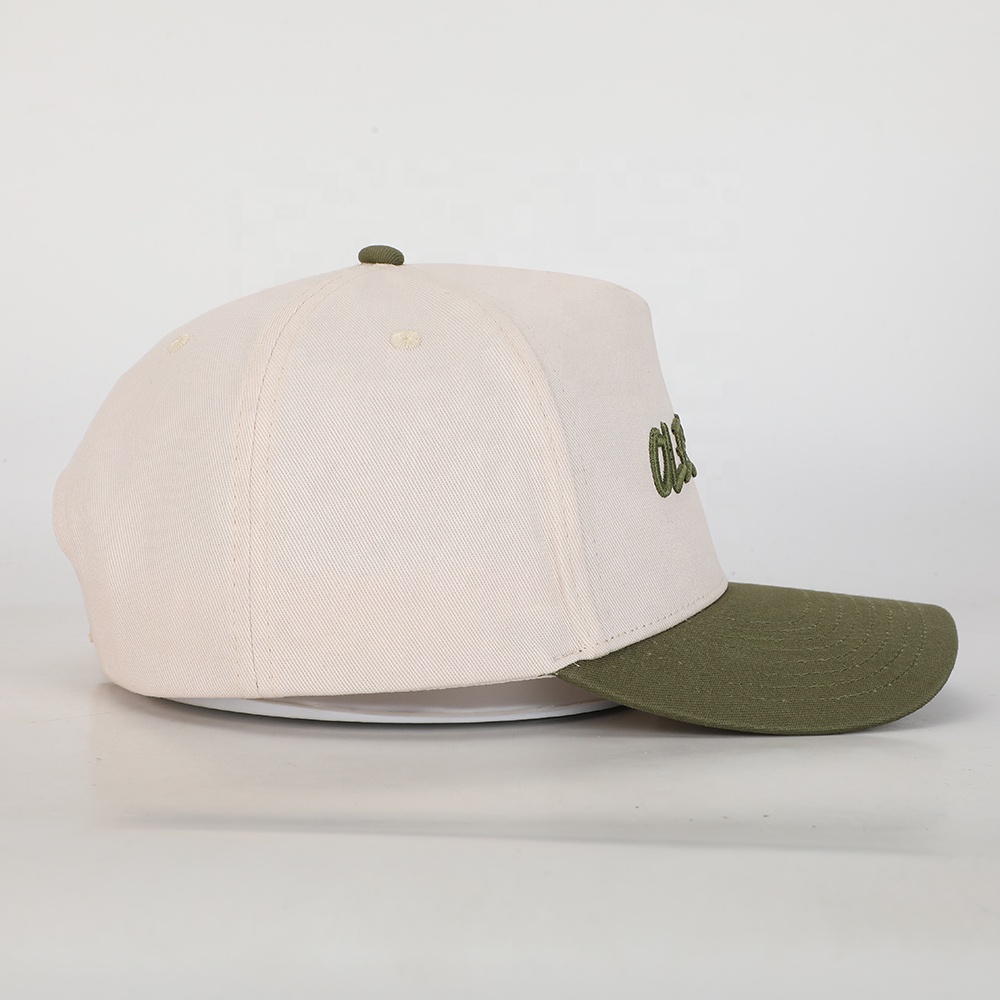 Two Tone Cotton Twill Baseball Cap with Flat Embroidered Logo Adjustable Casual Hat