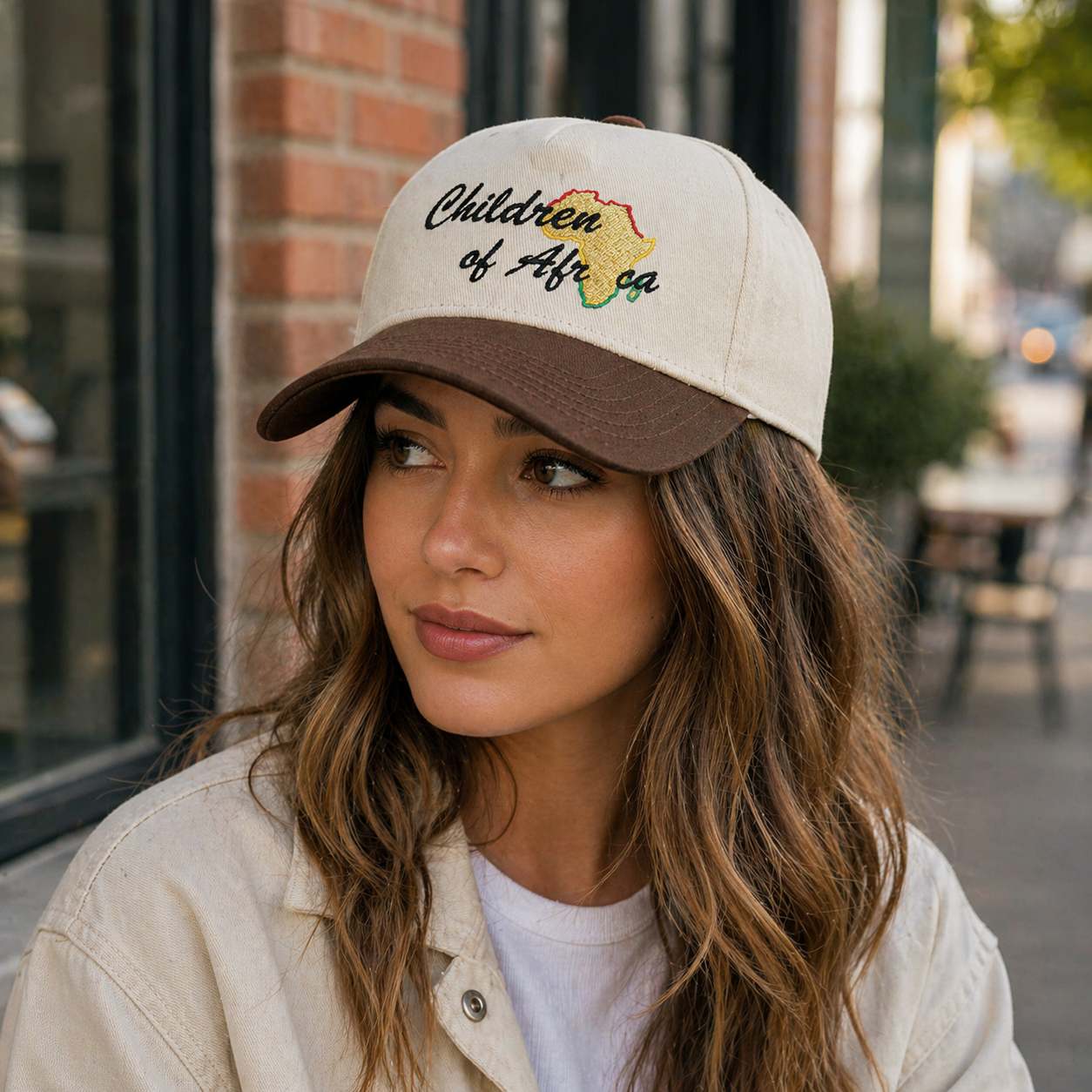 Children of Africa Two-Tone 5 Panel Cotton Twill Baseball Cap