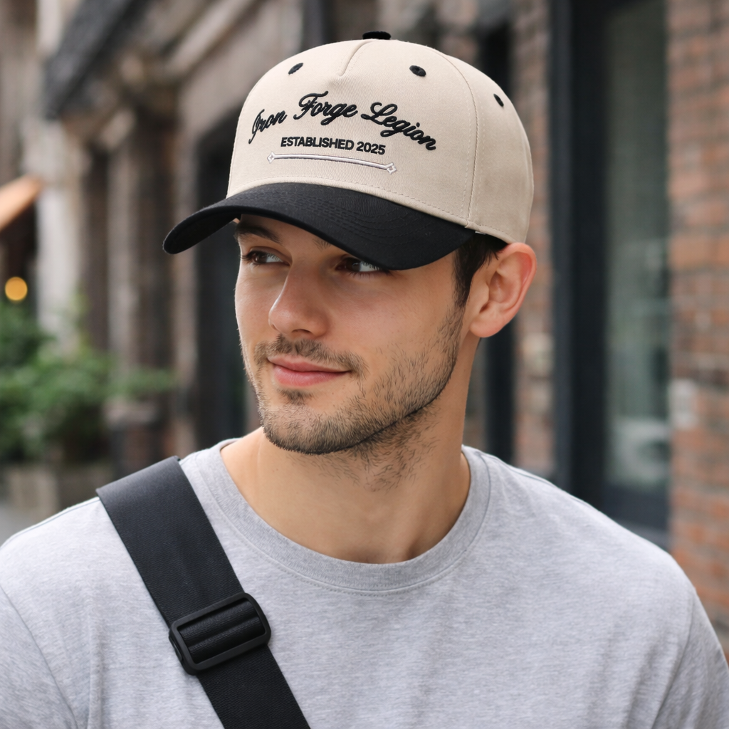 Two-Tone 5-Panel Cotton Twill Baseball Cap with Flat Embroidery