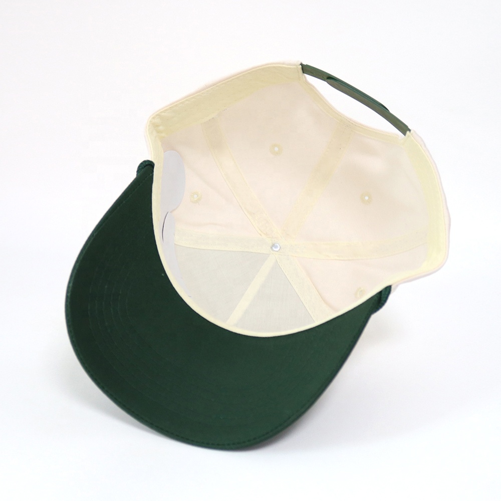 Two Tone Green White Embroidered Letter Baseball Cap Adjustable Cotton Twill Hat