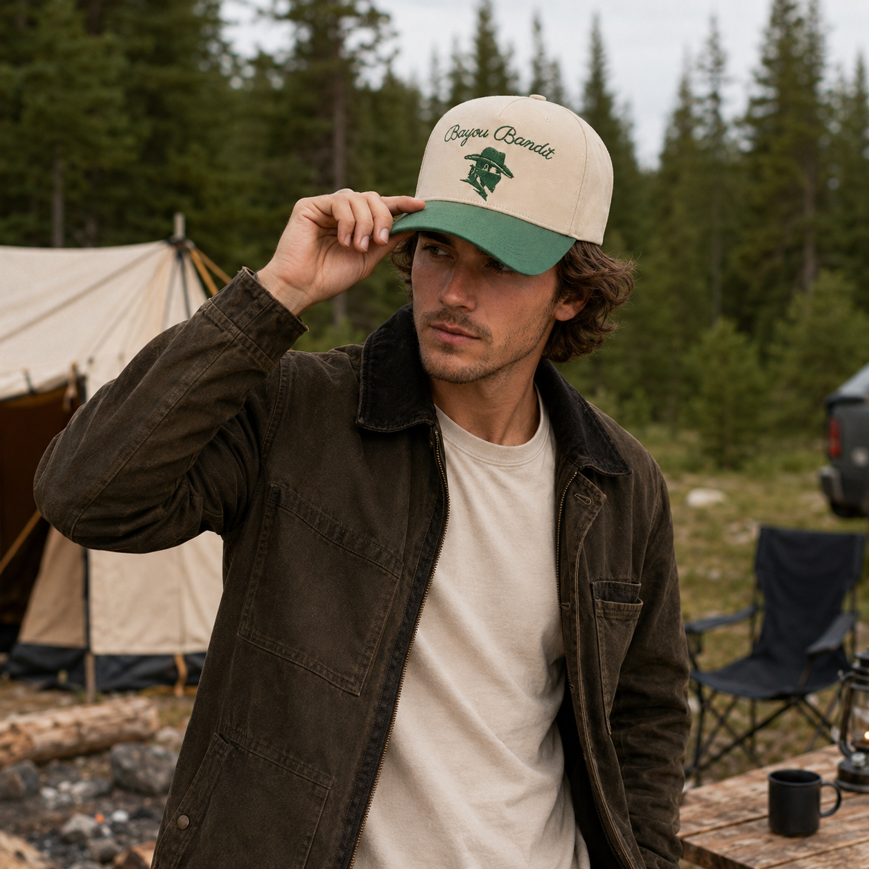 Bayou Bandit Two-Tone Embroidered Cotton Twill Baseball Cap