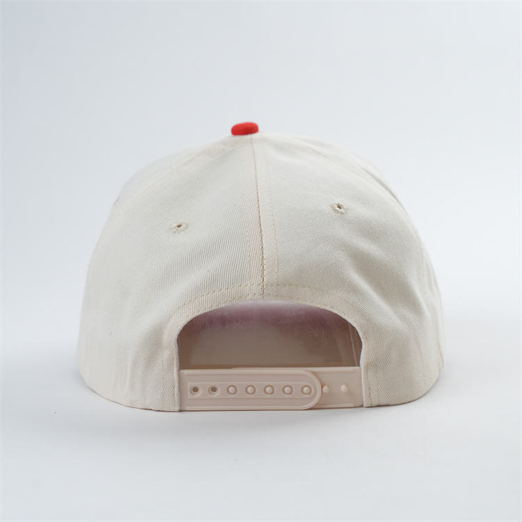Cream Red Flat Embroidered Script Baseball Cap